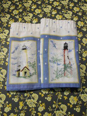 Lighthouse Kitchen Valance Curtains Nautical Coastal 56x13